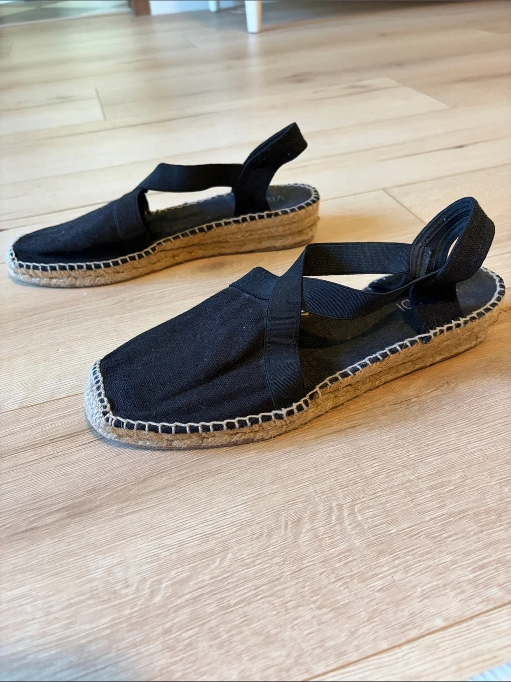 Black Espadrille Slingback Heels